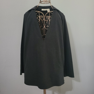 J Jill‎ Deep V Neck Long Sleeve Tunic Top Size Med